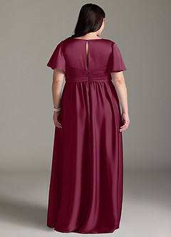 Azazie Verna Robes de demoiselle d'honneur de maternité Robe Trapèze Rayé Longueur ras du sol Satin extensible image11