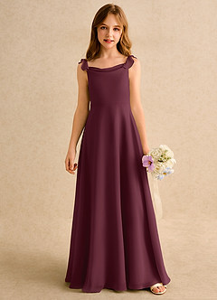 Azazie Puppy Girls Formal Flower Girl Dresses Cabernet A-Line Pleated Chiffon Dress image5