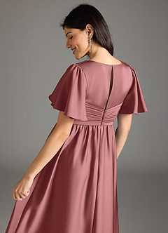 Azazie Verna Abiti da damigella d'onore premaman Abito A-Line Increspato Raso Elasticizzato Floor-Length image8