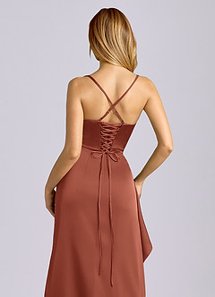 Azazie Sarai Suknie dla druhen Osłona Gorset Satyna elastyczna Do ziemi Sukienka image2