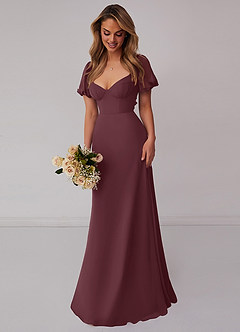 Barbie ♥ Azazie Bridesmaid Dresses Sangria A-Line Pleated Chiffon Dress image6