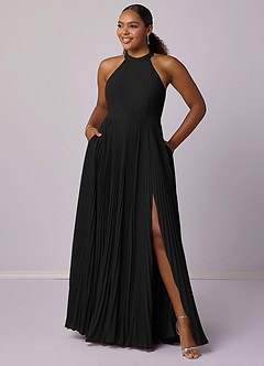 Barbie ♥ Azazie Robes de demoiselle d'honneur Robe Trapèze en Mousseline de soie Plissée Noir image11
