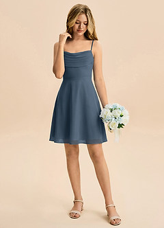 Azazie Bear Junior Neptune A-Line Pleated Chiffon Dress image3