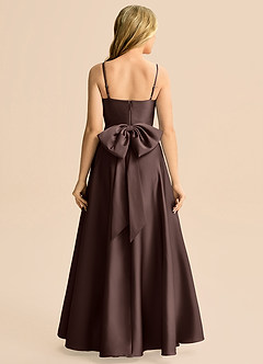 Azazie Rumi Junior Jurk van Stretch Satijn met A-Lijn Geplooid Ganache image2