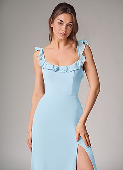 Azazie Callie Bridesmaid Dresses Sky Blue Mermaid Side Slit Chiffon Convertible Dress image5
