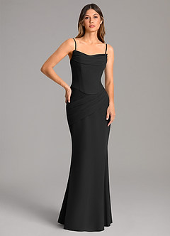 Azazie Sorrel Bridesmaid Dresses Black Mermaid Corset Chiffon Dress image2