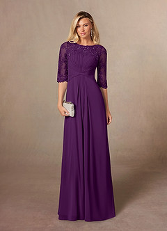 Azazie Zinnia Mother of the Bride Dresses Grape A-Line Sequins Chiffon Dress image1