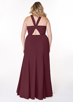 Azazie Rue Bridesmaid Dresses Cabernet A-Line Halter Chiffon Dress image8
