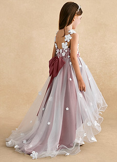 Azazie Celia Flower Girl Dresses Amethyst A-Line Lace Tulle Dress image5