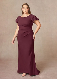 Azazie Peppermint Mother of the Bride Dresses Cabernet Mermaid Scoop Ruched Stretch Crepe Dress image8