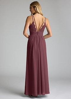 Azazie Maren Allure Bridesmaid Dresses Sangria A-Line V-Neck Lace Chiffon Dress image10