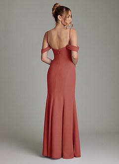 Azazie Karmela Bridesmaid Dresses Terracotta A-Line Off the Shoulder Chiffon Dress image2