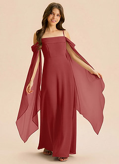 Azazie Moana Junior Linia A Pofałdowany Szyfon Długość podłogi Młodsza druhna Sukienka image1