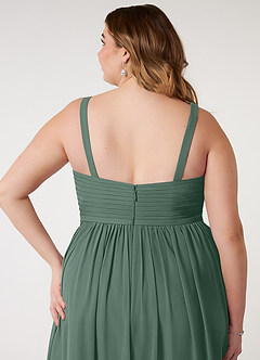 Azazie Chanel Bridesmaid Dresses Sea Moss A-Line Pleated Chiffon Dress image11