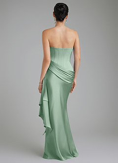 Azazie Draya Robes de demoiselle d'honneur Robe Sirène en Satin extensible Sans bretelles Agave image2