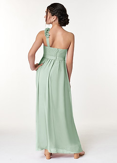Azazie Flower Junior Agave A-Line Pleated Chiffon Dress image6