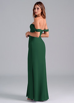Azazie Asha Bridesmaid Dresses Dark Green Sheath Off the Shoulder Chiffon Convertible Dress image2