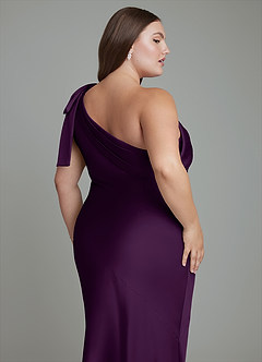 Azazie Yuanna Bridesmaid Dresses Grape Mermaid One Shoulder Stretch Satin Dress image14