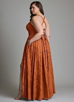 Azazie Francis Bridesmaid Dresses Burnt Orange A-Line Corset Floral Burnout Dress image10