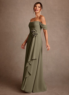 Azazie Amherst Mother of the Bride Dresses Willow Green A-Line Off the Shoulder Chiffon Dress image4