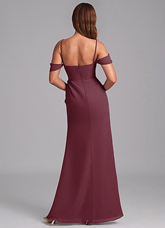 Azazie Johana Bridesmaid Dresses Cabernet Mermaid Off the Shoulder Chiffon Convertible Dress image2