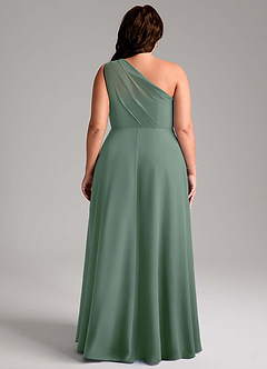 Azazie Phaedra Bridesmaid Dresses Eucalyptus A-Line One Shoulder Chiffon Dress image8
