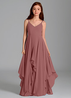 Azazie Karan Junior Desert Rose A-Line Chiffon Dress image4