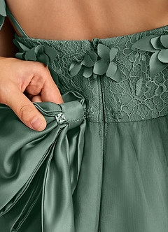 Azazie Tweety Flower Girl Dresses Eucalyptus A-Line Lace Tulle Dress image8