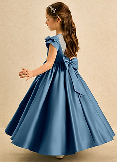 Azazie Toffee Abiti da Ragazza di Fiori Abito Stile Principessa in Raso Opaco Fiocco Bermuda image5