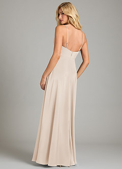 Azazie Sarella Bridesmaid Dresses White Alabaster A-Line Pleated Stretch Satin Dress image2