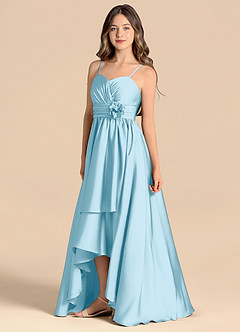 Azazie Catalina Junior Sky Blue A-Line Sweetheart Neckline Stretch Satin Dress image6
