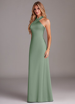 Azazie Doretta Bridesmaid Dresses Matcha Mermaid Pleated Stretch Satin Dress image4