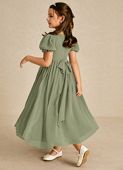 Azazie Joss Flower Girl Dresses Pistachio A-Line with Sleeves Chiffon Dress image2