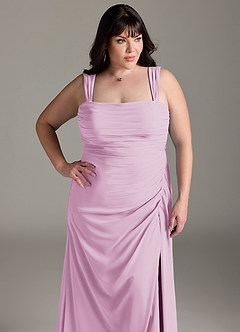 Azazie Jesaphine Bridesmaid Dresses Candy Pink Sheath Bow Chiffon Dress image13