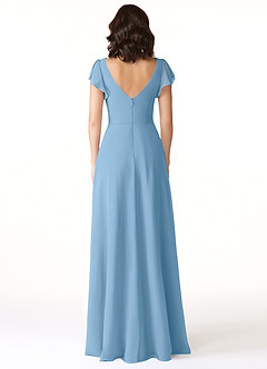 Azazie Omari Bridesmaid Dresses Steel Blue A-Line Chiffon Dress image2