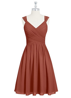 Azazie Angie Bridesmaid Dresses Auburn A-Line Corset Chiffon Dress image8