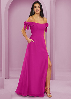Barbie ♥ Azazie Bridesmaid Dresses Fuchsia A-Line Off the Shoulder Chiffon Convertible Dress image4