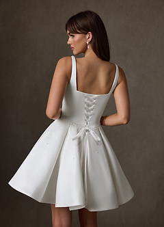 Azazie Zelina Hochzeitskleider A-Linie Herzausschnitt Satin Kleid Diamantweiß image2