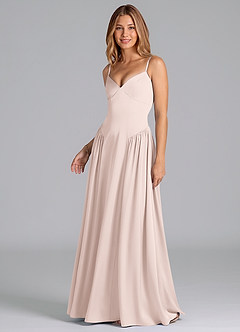 Azazie Kirby Bridesmaid Dresses Blushing Pink A-Line Stretch Satin Dress image4