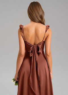 Azazie Everett Bridesmaid Dresses Clay A-Line Stretch Satin Dress image7