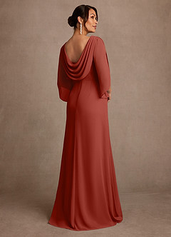 Azazie Anaheim Mother of the Bride Dresses Terracotta A-Line Pleated Chiffon Dress image2