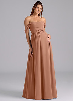 Azazie Saige Abiti da damigella d'onore premaman Abito A-Line Plissettato Chiffon Floor-Length image3