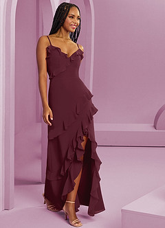 Barbie ♥ Azazie Vestidos de damas de honor Vestido de Cabernet de Gasa de Corte Recto image4
