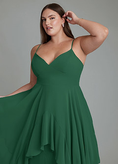 Azazie Zaina Jurken voor bruidsmeisjes Jurk van Chiffon met A-lijn Donkergroen image6