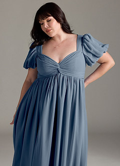 Azazie Madisynn Maternity Bridesmaid Dresses Bow Chiffon Floor-Length Dress image9