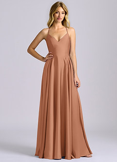 Azazie Truce Bridesmaid Dresses Bronzer A-Line Stretch Satin Dress image3