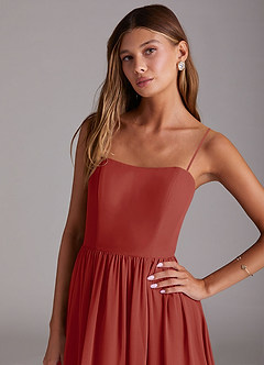 Azazie Calianna Bridesmaid Dresses Terracotta A-Line Off the Shoulder Chiffon Convertible Dress image2