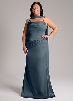 Azazie Sorrel Bridesmaid Dresses Twilight Mermaid Strapless Stretch Satin Convertible Dress image7