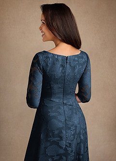 Azazie Durant Mother of the Bride Dresses Dark Navy A-Line Pleated Floral Burnout Dress image5