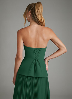 Azazie Alex Vestidos de damas de honor Vestido Verde Oscuro de Gasa de Línea A con Corsé image9